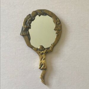 Vintage Gold Handheld Mirror Wall Decor